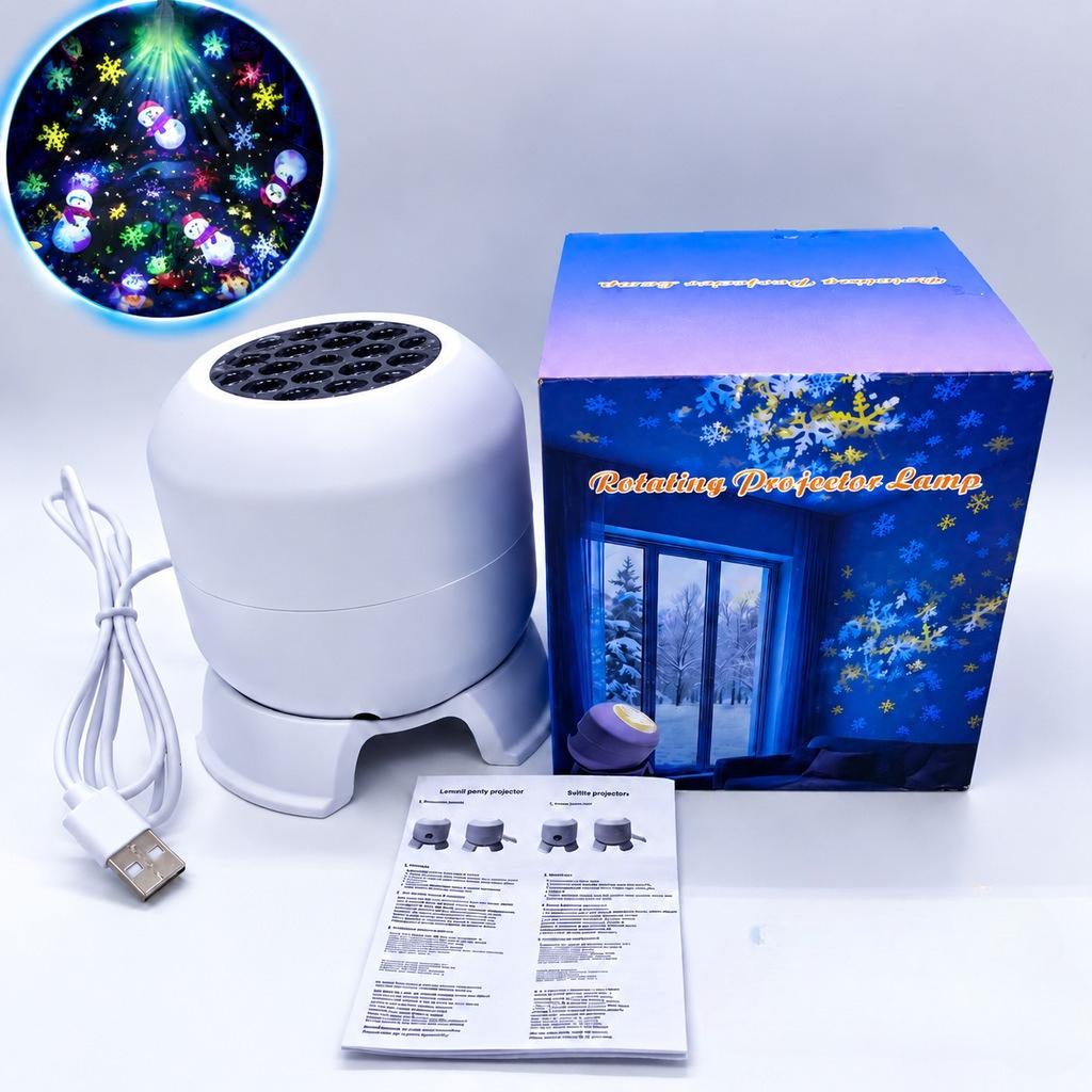 1Pc LED Dynamic Starry Sky Projection Light Ocean Gypsy Atmosphere Light, Children's Bedroom Christmas Snowflake Night Light