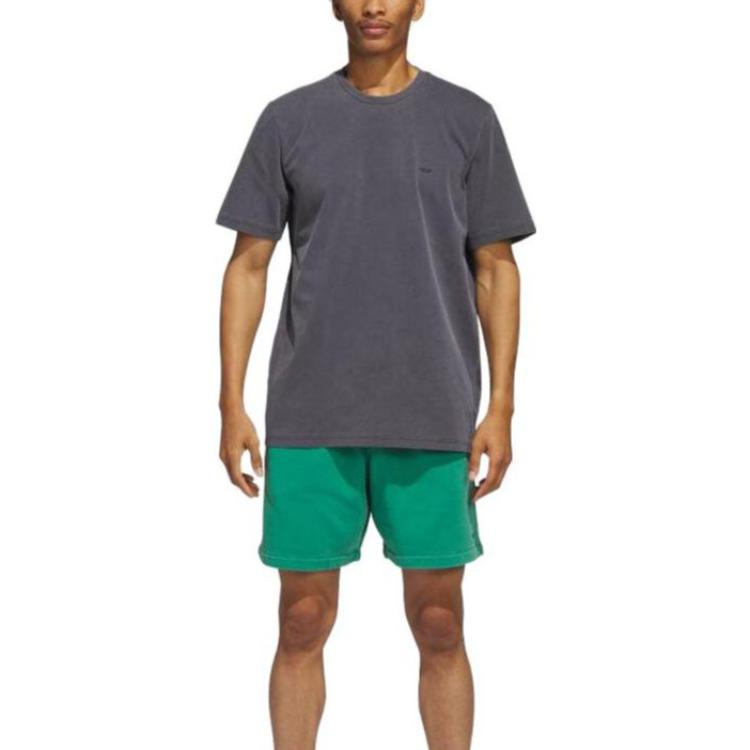 Adidas Originals Clover Solid Color Elastic Waist Straight Leg Casual Shorts Men Bottoms Green HS3030