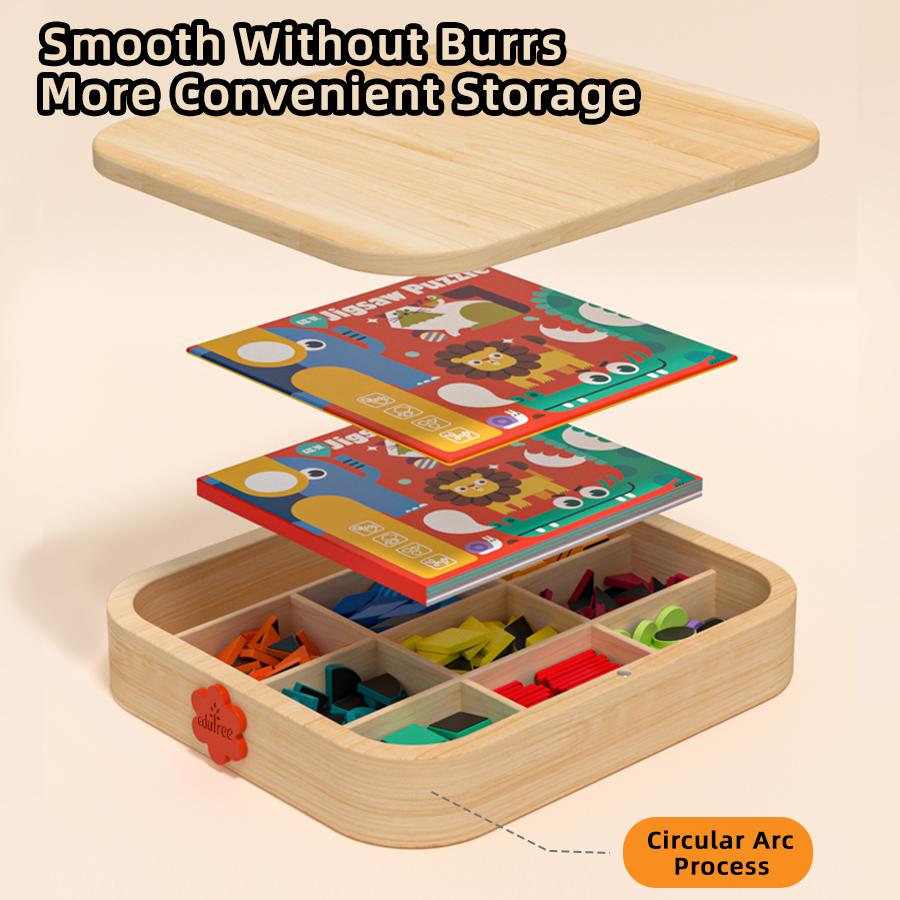 288pcs Wooden Magnetic Geometry Creative Puzzle Refrigerator Color Magnet Graphic Learning Brain Puzzle Toys Holiday Gifts