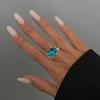 Salircon Exquisite Cute Colorful Rhinestone Adjustable Open Ring Lady Retro Acrylic Stackable Knuckle Ring Y2K Jewelry Accessory