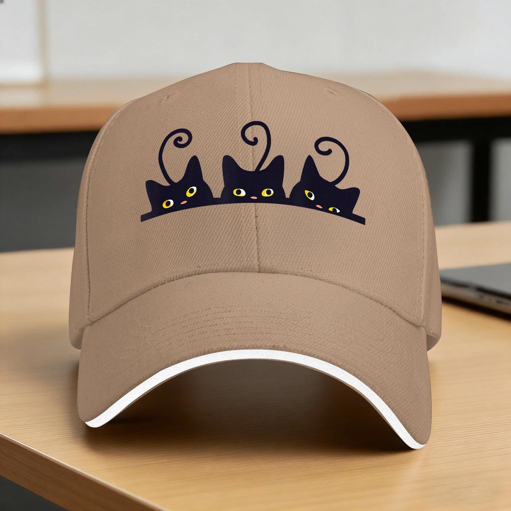 Black Cats Funny Cute Sun Baseball Cap  Summer Stylish Hip Hop Hats For UnisexTeens Kpop Rock Baseball Caps