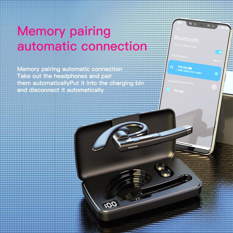 Business Bluetooth Headphone Single Earphone HD Noise Cancel Calling With Charge Case IPX7 Waterproof Headset For All Smartphones