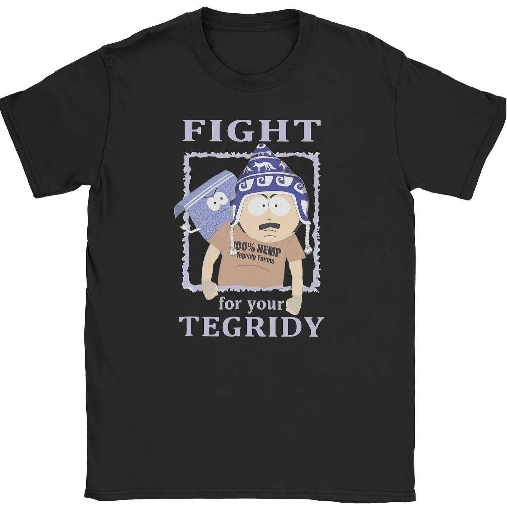 

Fight for Your Tegridy Southparks Graphic T-Shirt for Men Women Casual Round Neck Short Sleeve Tee with Humorous Design S разноцветный