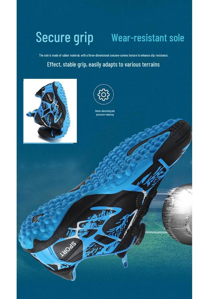 Kids' Boys TF Soccer Cleats - Wear-Resistant, Studded, Rotating Buckle for Outdoor Training