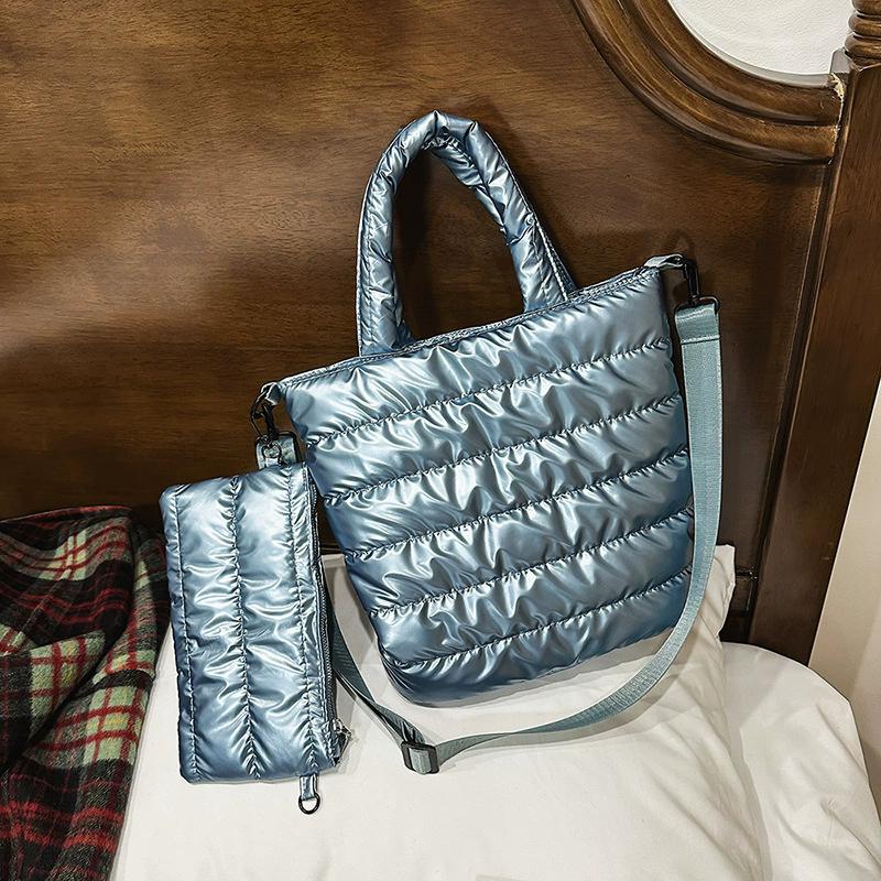 Winter Space Cotton Tote Bag For Women Fashion Casual Messenger Bag Designer Puffy Handbag Large Capacity Shoulder Bag