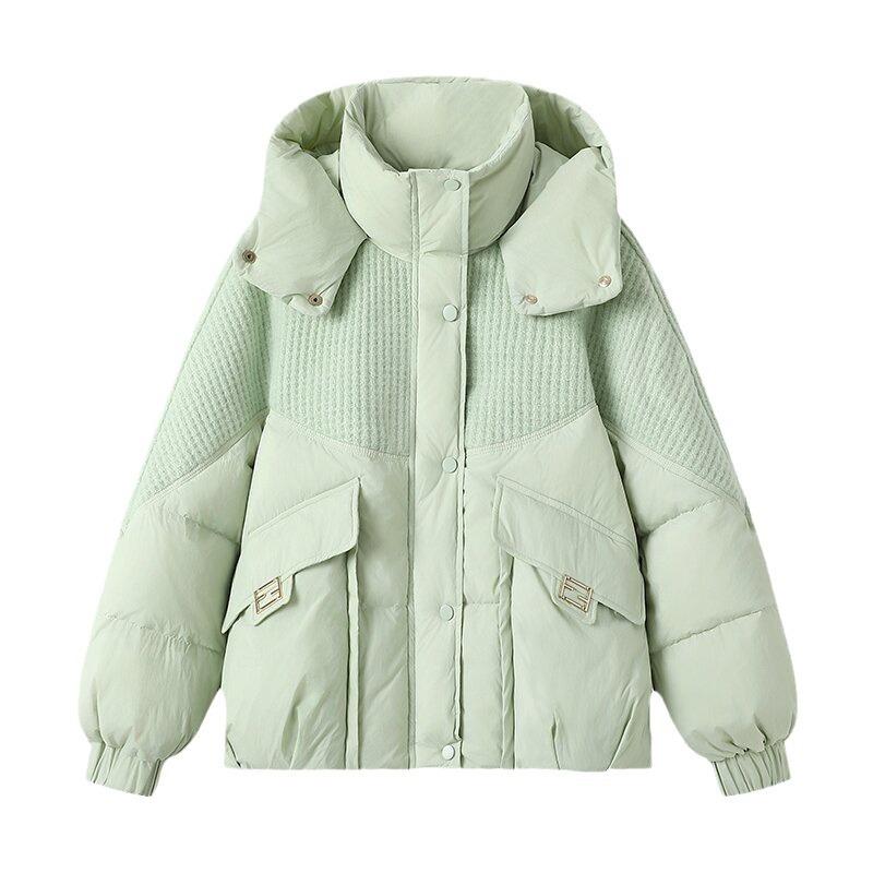 Hiver Femmes Petit Court Épaissi Ample Vêtements Rembourrés en Coton Vêtements Rembourrés en Coton Veste à Capuche Chaude et Tendance