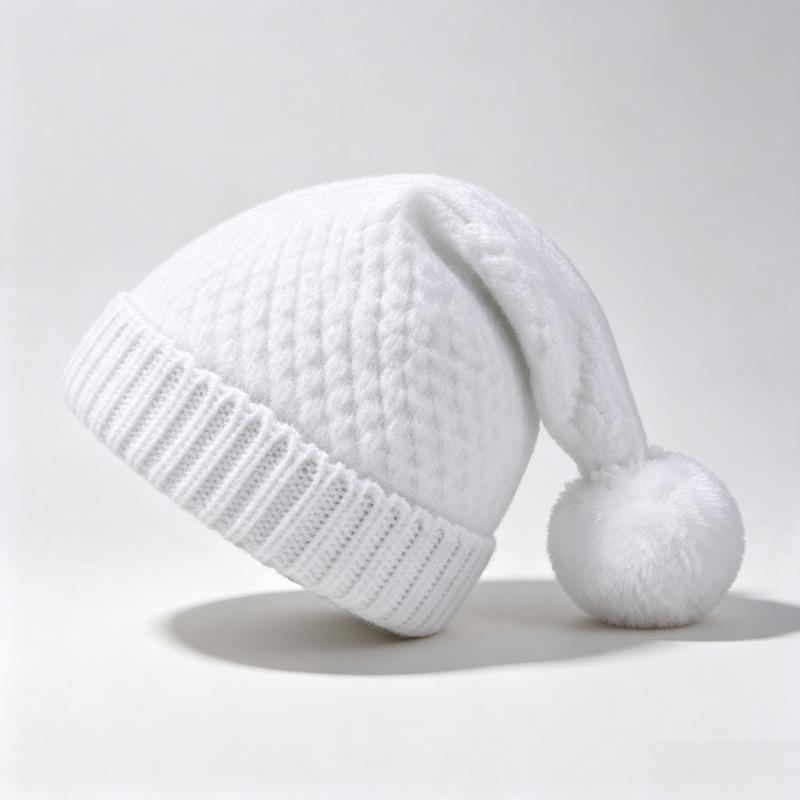 Christmas hairball knitted hat adult thickened thick thread wool hat holiday party photo Christmas hat spot
