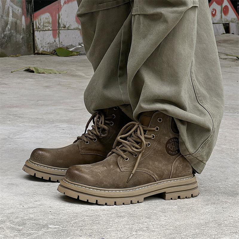 Martin boots men's British style autumn and winter velvet tooling snow boots men's medium yellow boots 6516-K