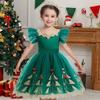 Mesh Puff Skirt Christmas Princess Dress Lace Collar Christmas Dance Dress  Birthday Gala