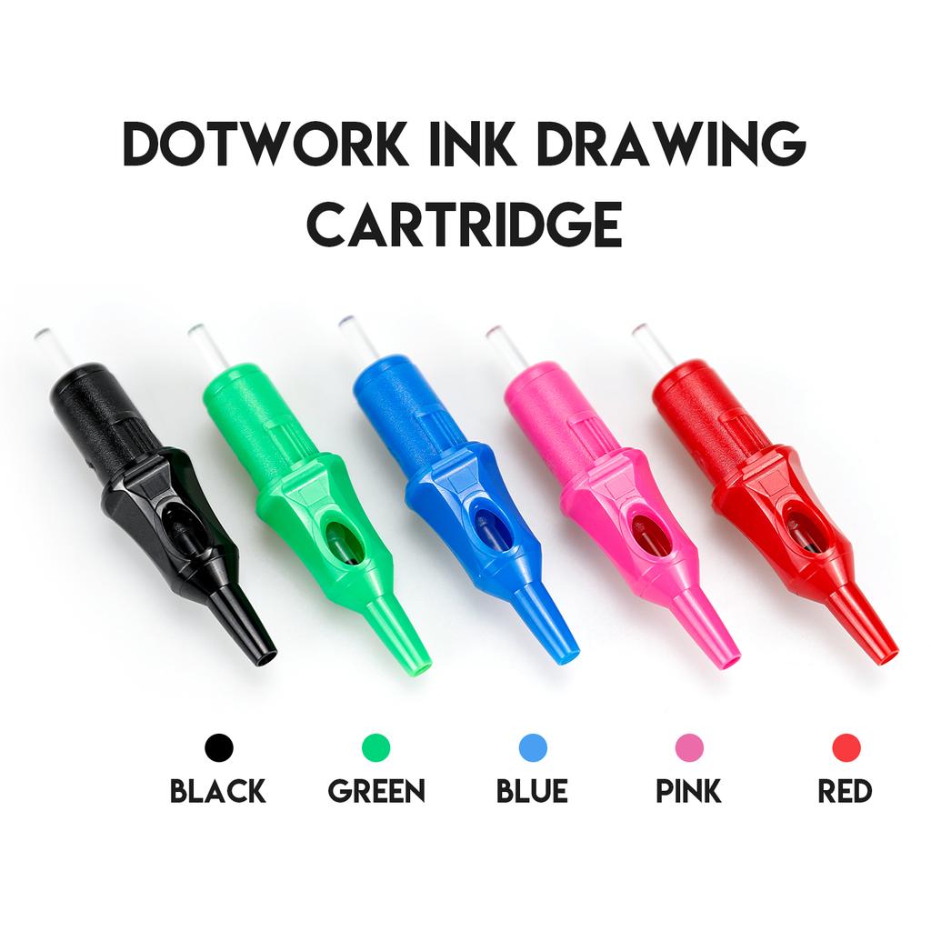 20pcs Ballpoint Tattoo Cartridge Needles 5 Colors Tattoo Practice Needles Beginner Designer Drawing Practice for Tattoo Machine