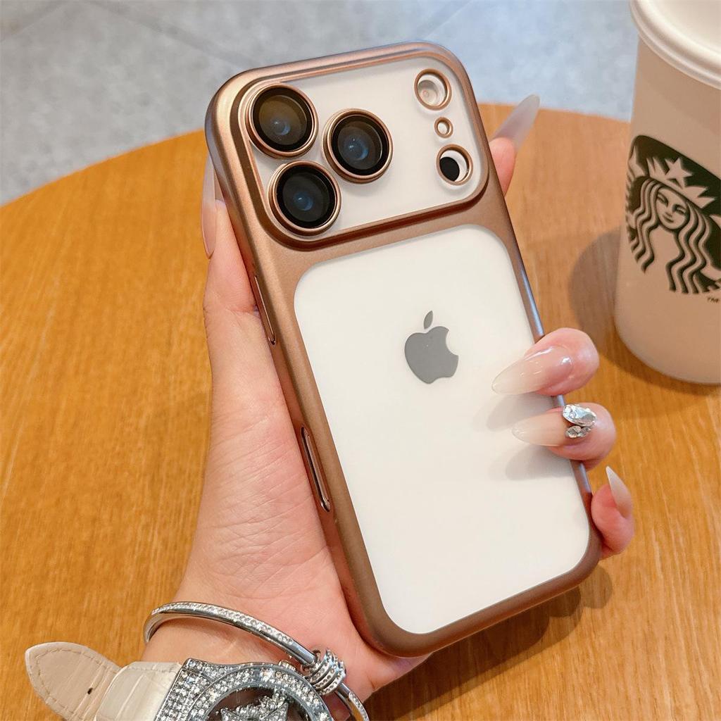 Apple iPhone 17 Pro Max Elektroplaterowane Matowe Etui Ochronne PC o Strukturze Skóry