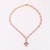 Elegant Fan-shaped Necklace and Colorful Zircon Earrings Set for Women - Gold-plated Copper