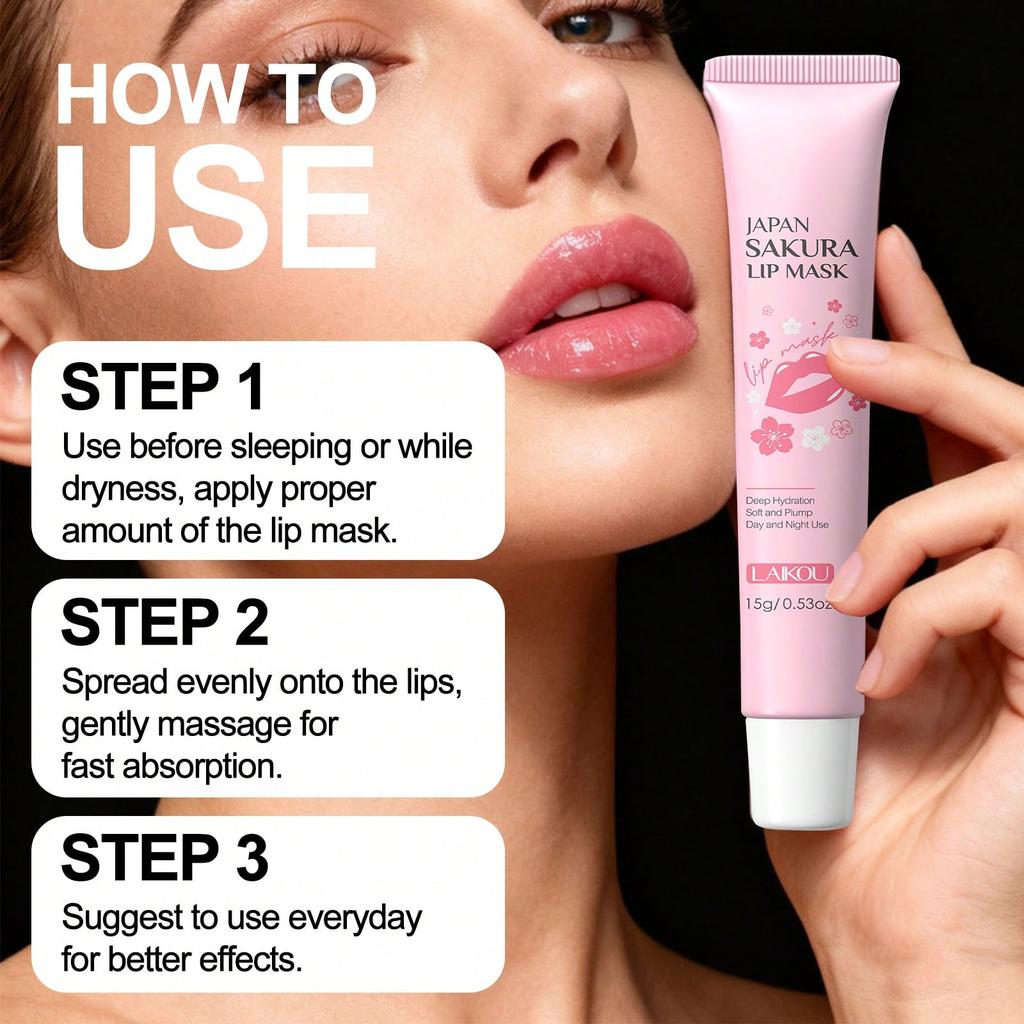 LAIKOU Sakura Moisturizing and Delicate Lip Mask Removes Lip Lines Improves Lip Skin Condition Prevents Chapped Lip Care