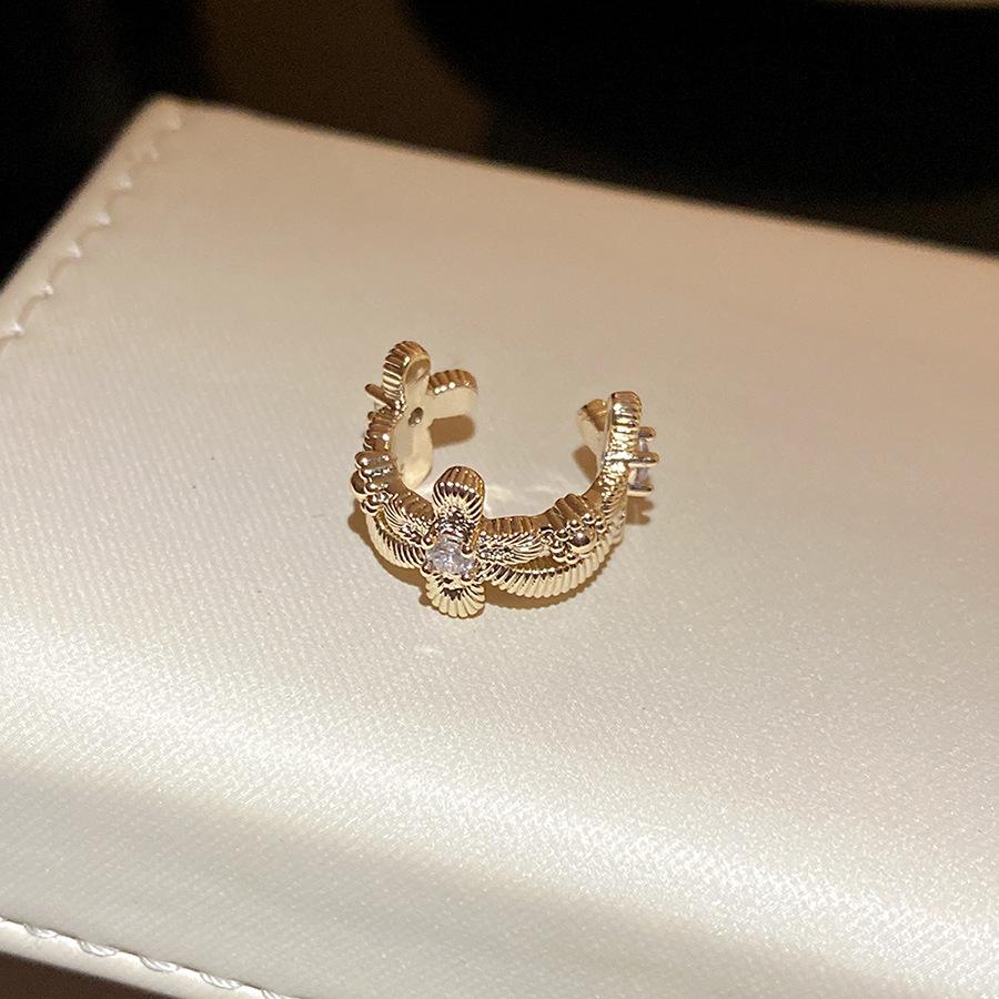 

K light gold zircon cross earbone clip retro personality temperament earclip earrings light luxury high-end earrings women