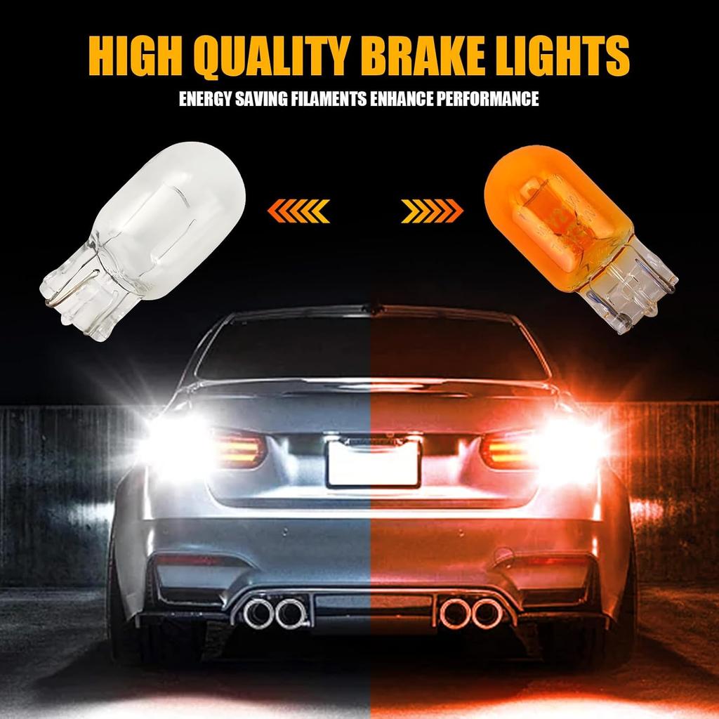 10 PCS Brake Light Bulb, T20 Automotive Miniature Bulb, Daytime Running Light, Turn Signal Light Replacement, Universal for Cars, Trucks, SUV (Yellow