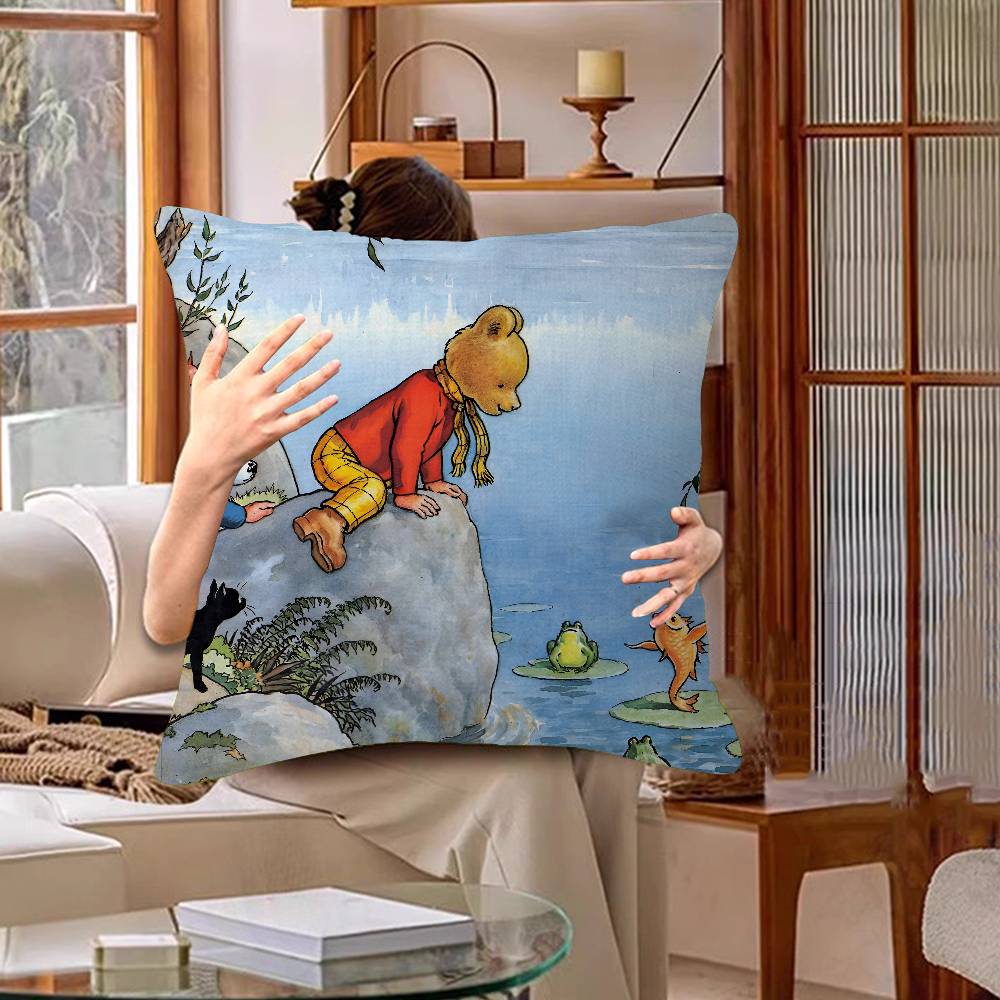 Housse de coussin Anime RRupert Bear Taie d'oreiller Salon Canapé Décoration de maison Personnalisé