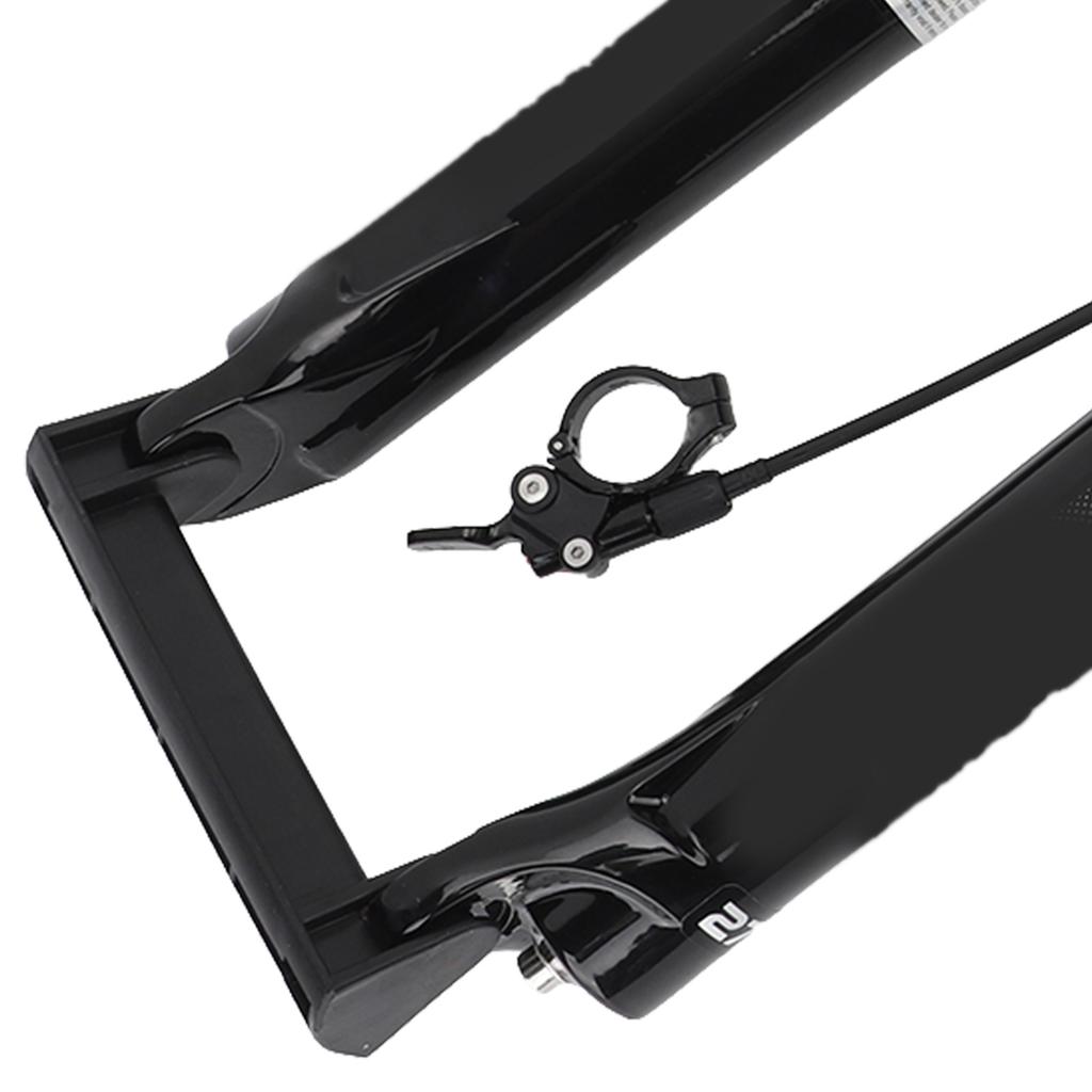 Mountain Bike Front Fork 26in Air Fork Bicycle Shock Absorbing Front Fork Tapered Remote Lockout Black Tube