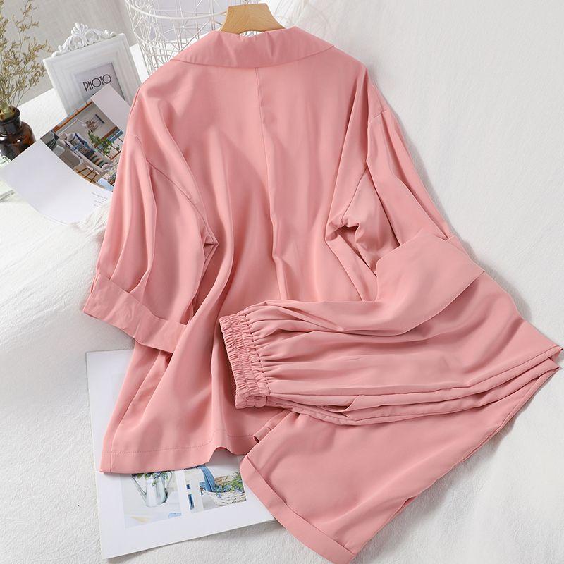 Conjunto de moda para mujer, traje holgado de verano con cuello, chaqueta de manga 3/4, pantalones de pierna ancha 9/4, conjunto de tirantes de tres piezas