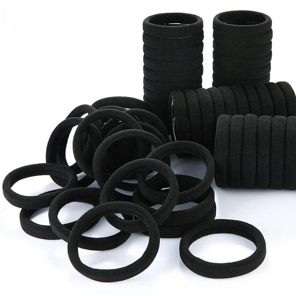 100-Piece Seamless Hair Ties, Black, Elastic Hair Bands, High Elasticity Rubber Bands for Ponytails and Hair Updo