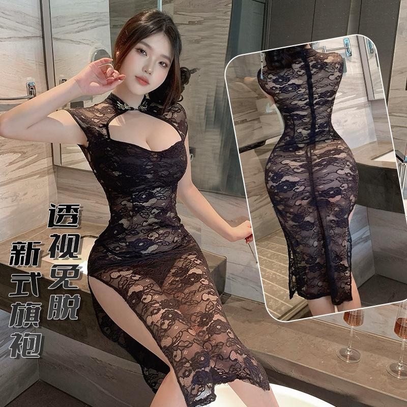 Fan Lei, erotic underwear cheongsam transparent seduction bed teasing passion uniform 961