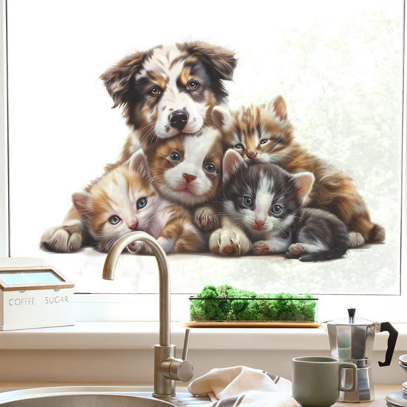 Cartoon Cute Puppy Children's Bedroom Entrance Hall Dormitory Home Decoration Wall Stickers Self-adhesive