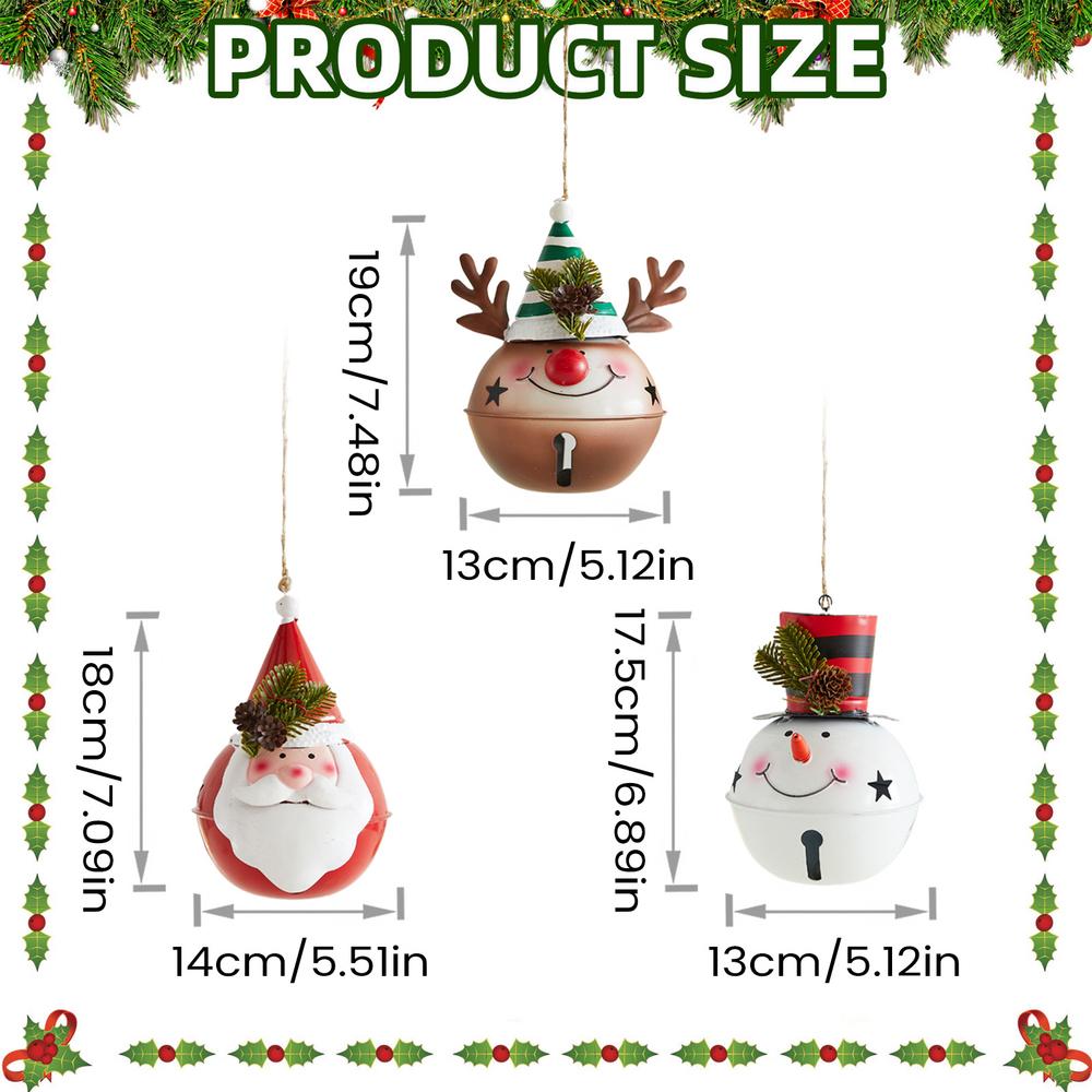 

Christmas Tree Ornaments Festive Vintage Figurines 3-Piece Santa Snowman Reindeer Ornaments For Window Door Branch Indoor Living