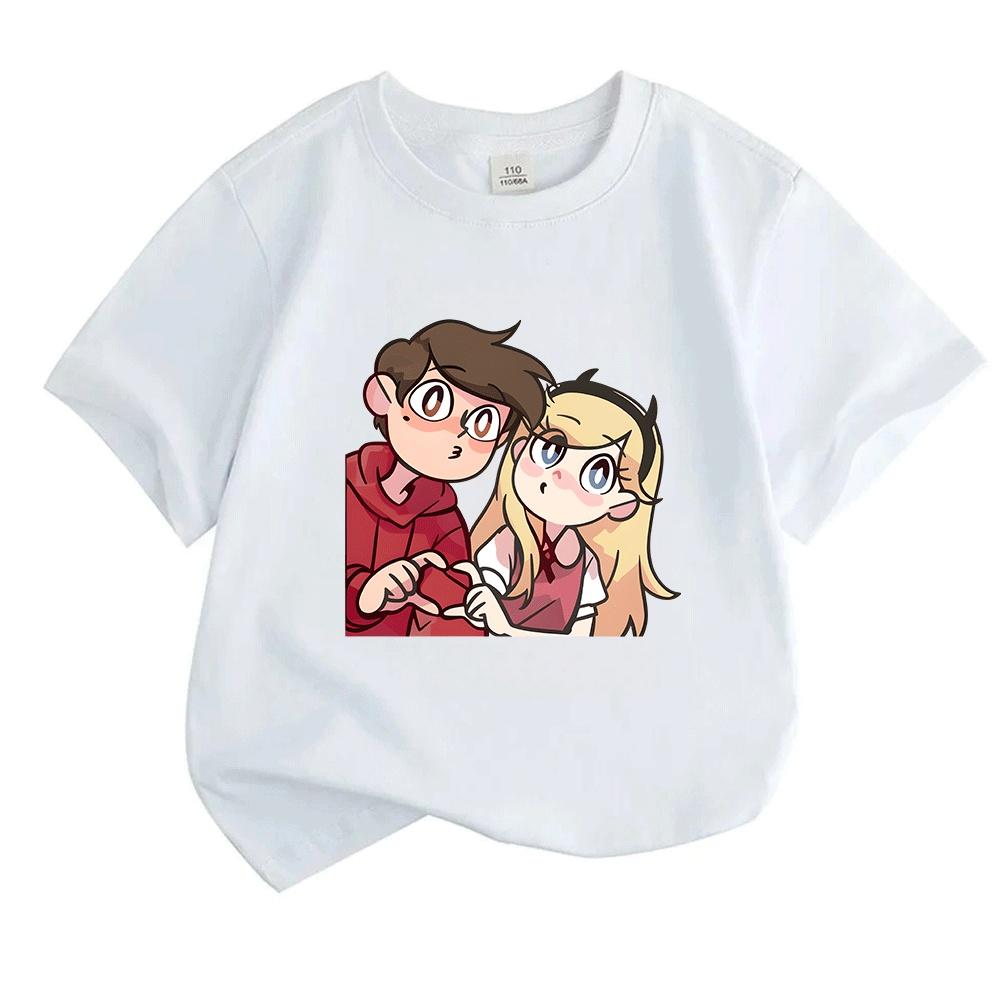 Kids Boys Girls 100% Cotton Short Sleeve O-Neck T-Shirt, Cute Cartoon Star Vs The Forces of Evil Couple Print Casual Soft Comfortable Tee for Daily We