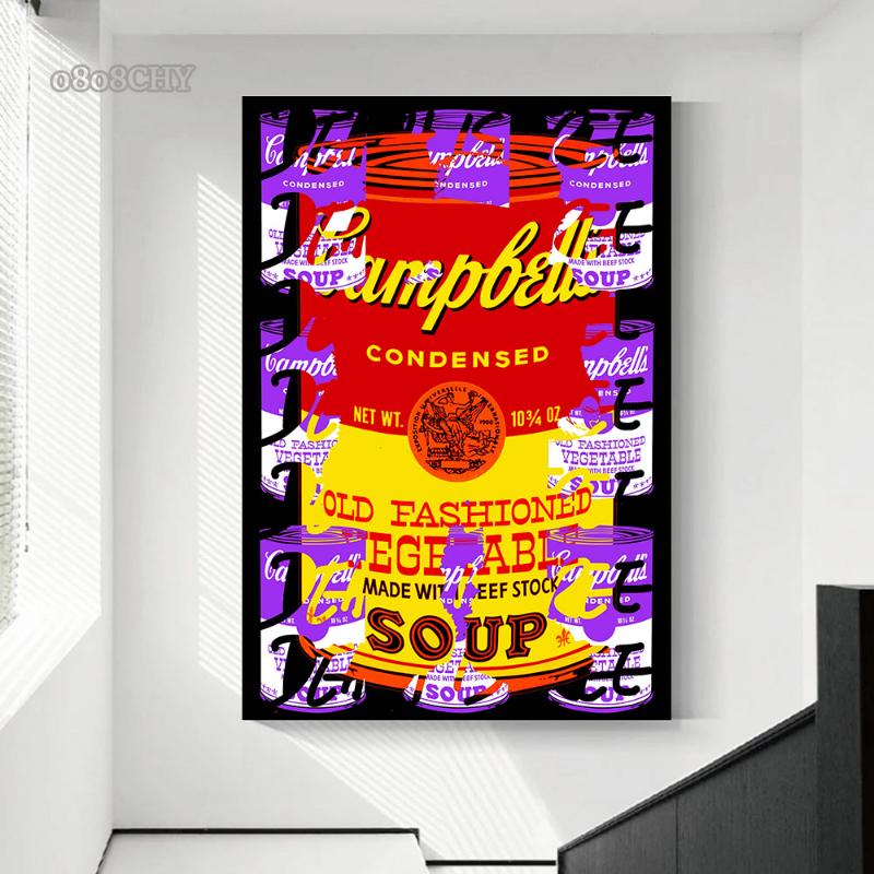 Campbell's Soup Pop Graffiti Art Canvas Painting Posters and Prints Street Pop Wall Art Pictures for Living Room Decor No Frame