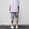 Pantaloni scurți din denim rupti, stil american, la modă, pentru bărbați - croială subțire și lejeră, lungime medie