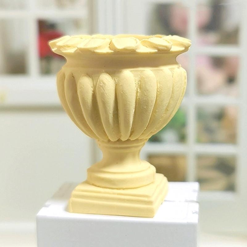 1:12 Vaso da Fiori Miniatura per Casa delle Bambole Colonna Romana Mini Colonna di Fiori Vasi da Fiori Giardino Esterno Piante in Vaso Modello Decor Giocattolo