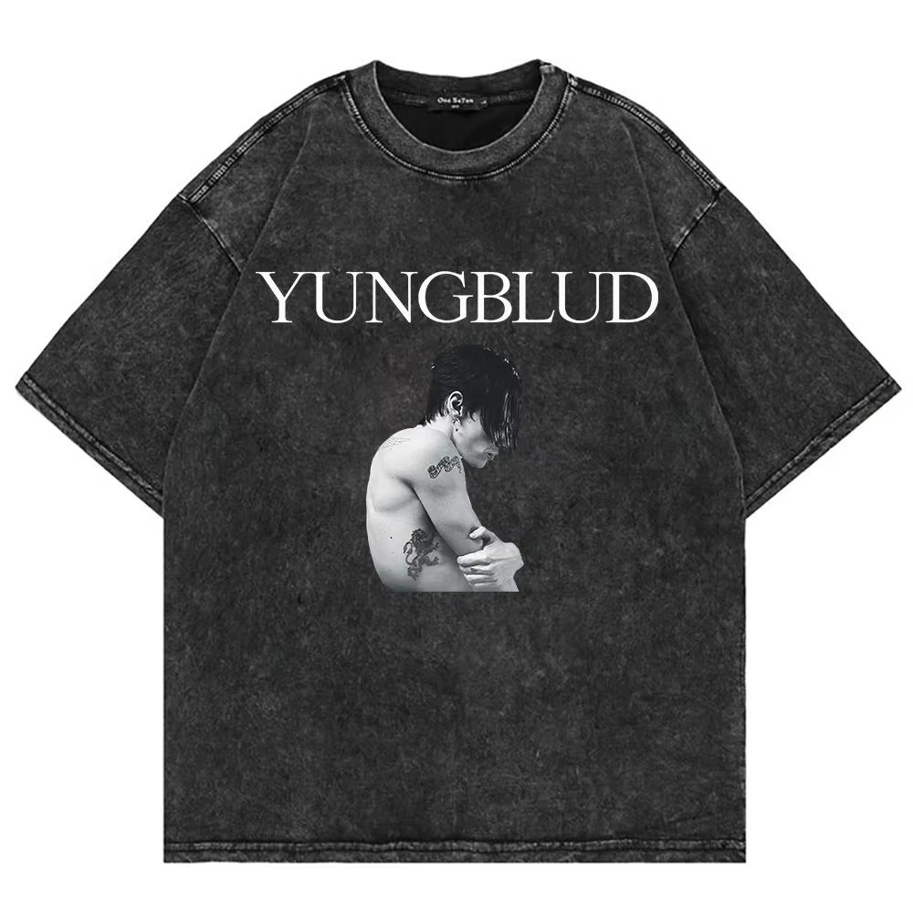 Cotton Vintage Washed Yungblud Idols World Tour T Shirt Fashion Men/Women Hip Hop Cool Oversize Acid Wash Tees Shirts
