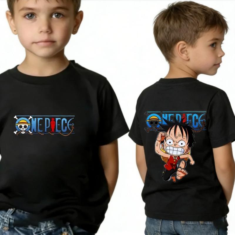One Piece Boy's Girl's T Shirt Summer Kids Anime T-Shirt Luffy Zoro Nami Chopper Cute Clothes Cartoon Tees Birthday Gifts Tops