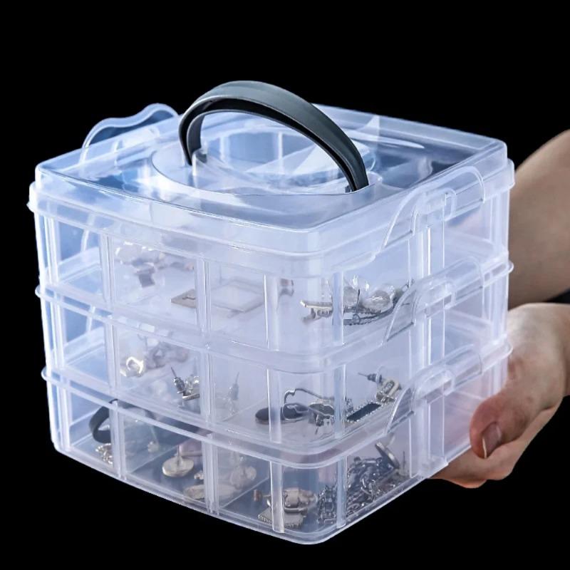 Three Layer 18 Grid Portable Storage Box, Toy Parts, Medicine Accessories Storage Box, Cosmetics, Toy Storage Box