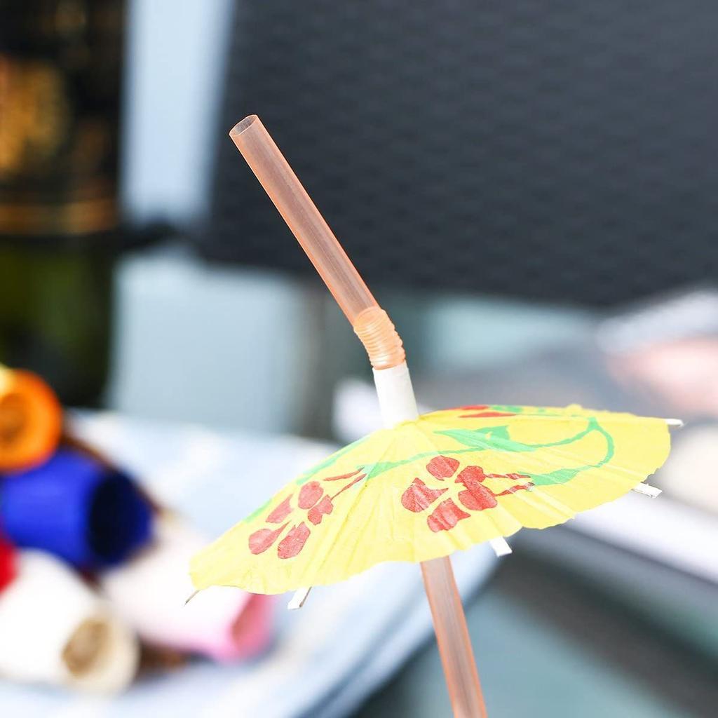 10-100pcs Tropical Umbrella Straws Mix Color Disposable Plastic Drinking Straw For Cocktail Juice Hawaii Beach Party Decoration