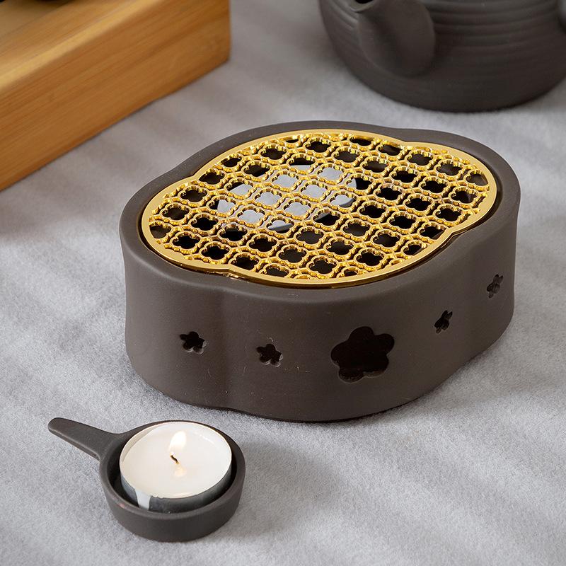 Haitang-Shaped Alloy Candle Heating Base for Ceramic Teapot