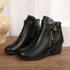 Women Middle-aged and Elderly Cotton Shoes Short Boots Autumn and WinterSoft Sole Wedge Round Toe Mother Shoes