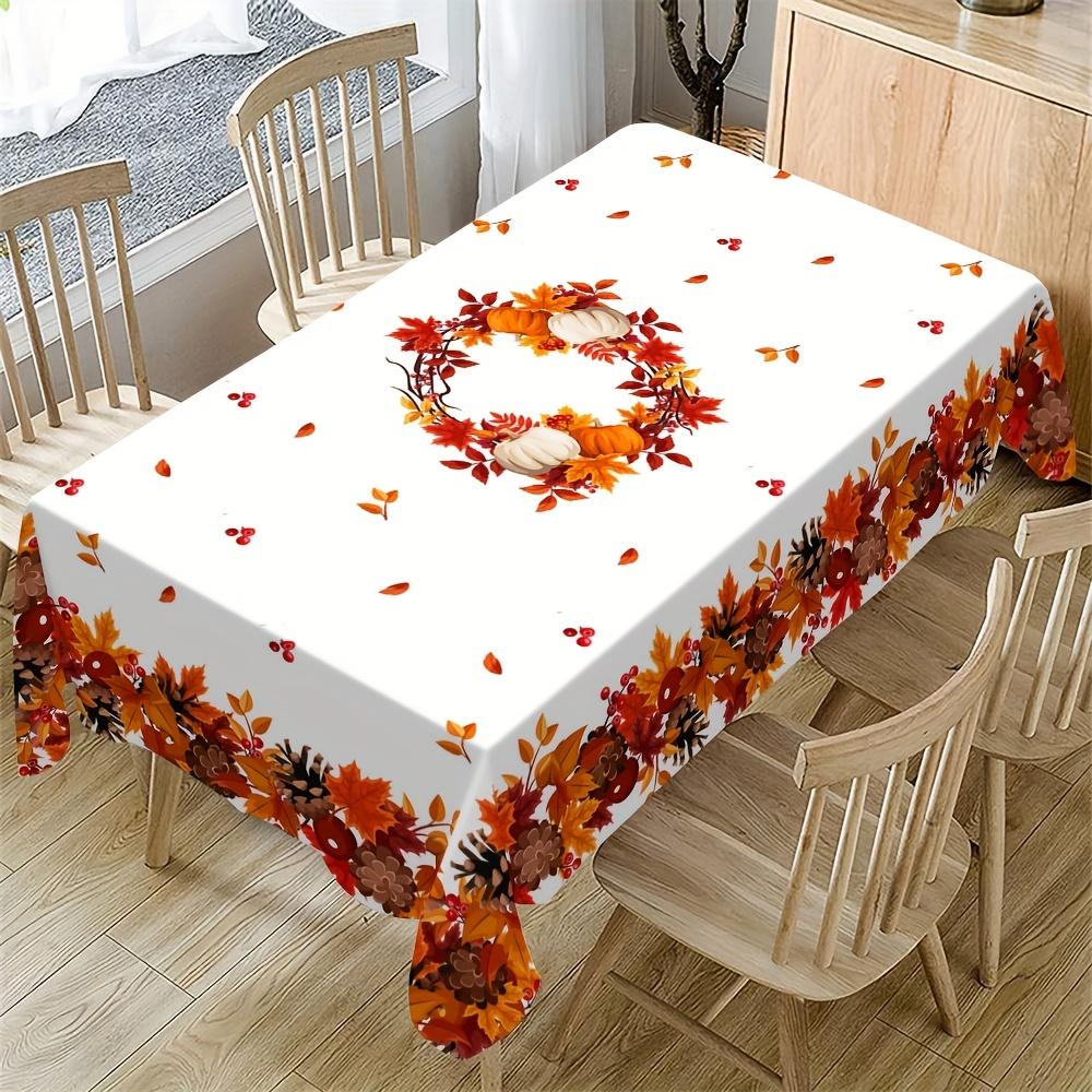 Autumn Harvest Rectangle Table Cloth for Table Decor Holiday Party Waterproof Reusable Tablecloth for Tables Kitchen Dining