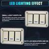 uxcell Rocker Switch Toggle Switch Waterproof Aluminum Alloy with Blue LED Light and Push Button for Gold Tone 3-Gang Panel, 5-Pin On/Off Pre-Wired