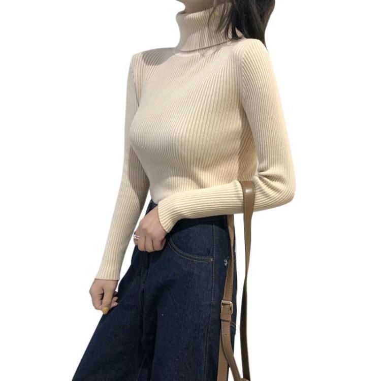 Soft Knitted Turtleneck Sweater Women Long Sleeve Pullover Tops