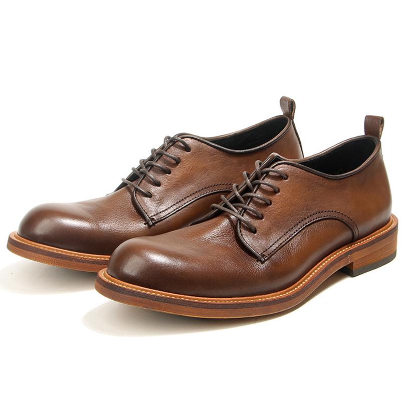Retro Men Leather Shoes Cow Leather Casual Shoes Men Handmade Genuine Leather Men'S Shoes Comfort Men Formal Shoes Non-Slip