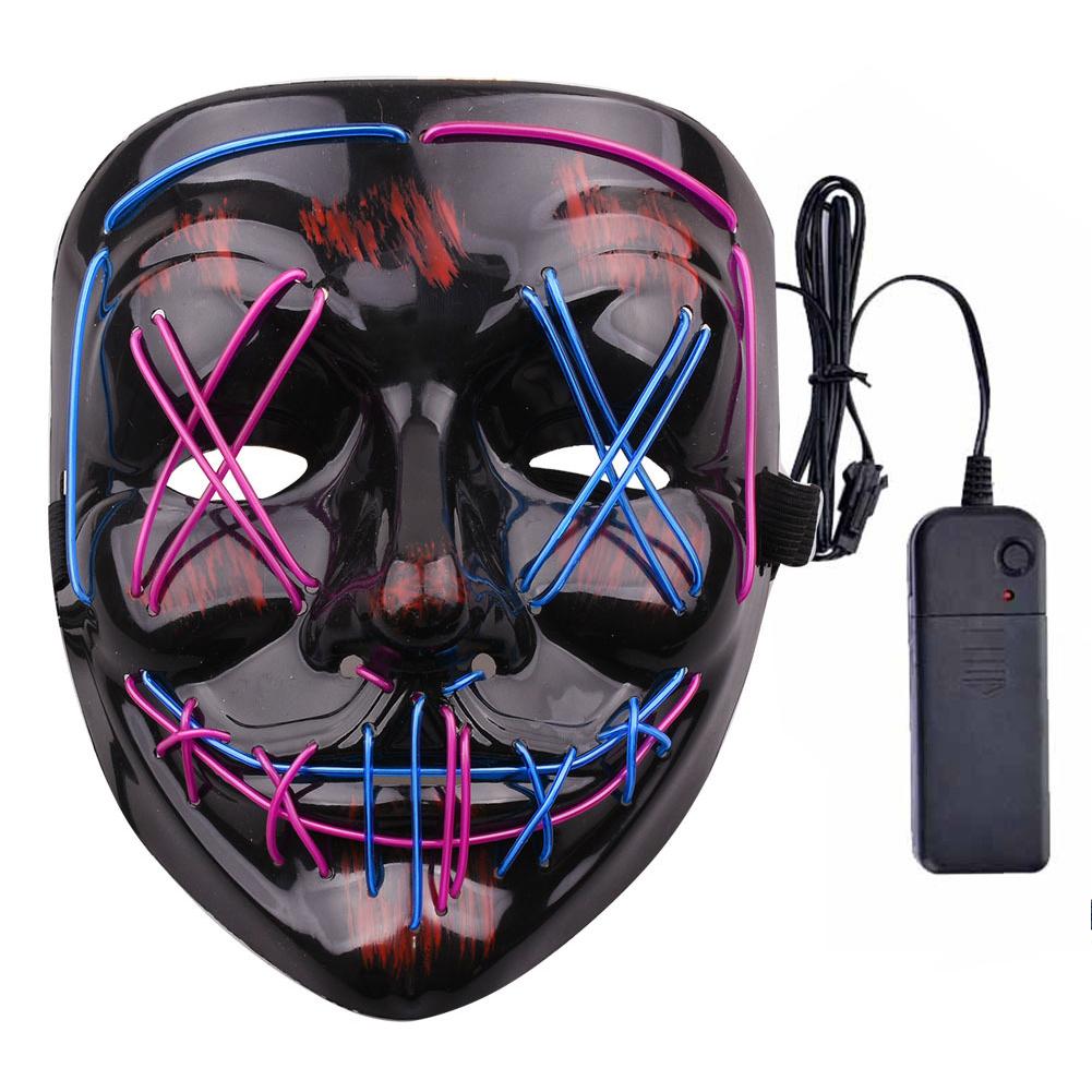 Wireless Halloween Neon LED Purge Mask Masque Masquerade Party Masks Light Grow In The Dark Horror Mask Glowing Masker