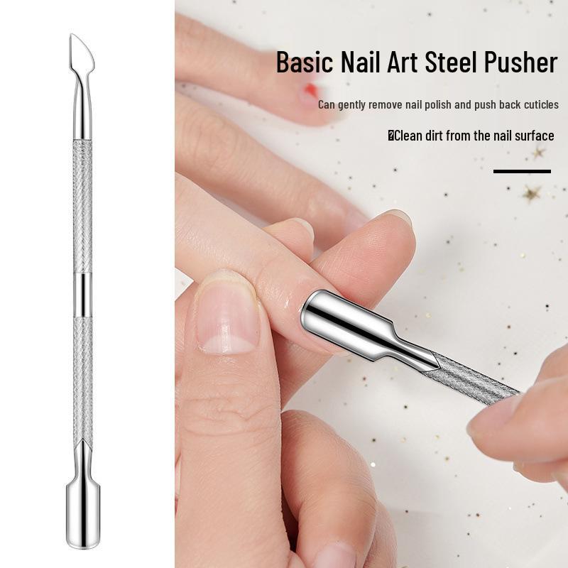 Double-Ended Steel Cuticle Pusher for Nail Art and Polish Removal Steel Pusher серебряный