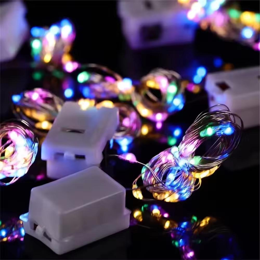 10PCS 1M/39.37 INCHLED String Light Battery Operated Copper Wire Fairy Lights Festive Decoration With Flashing Modes Home Decor
