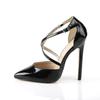 13Cm new patent leather pointed thin heel high heels light *** fork buckle shoes black dress shoes