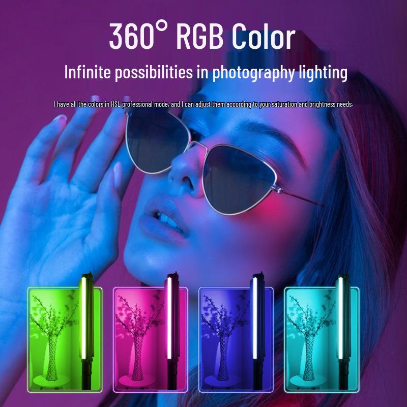 8-Color RGB LED Stick Light, 20W Handheld Portrait and Background Softlight for Outdoor Photography.