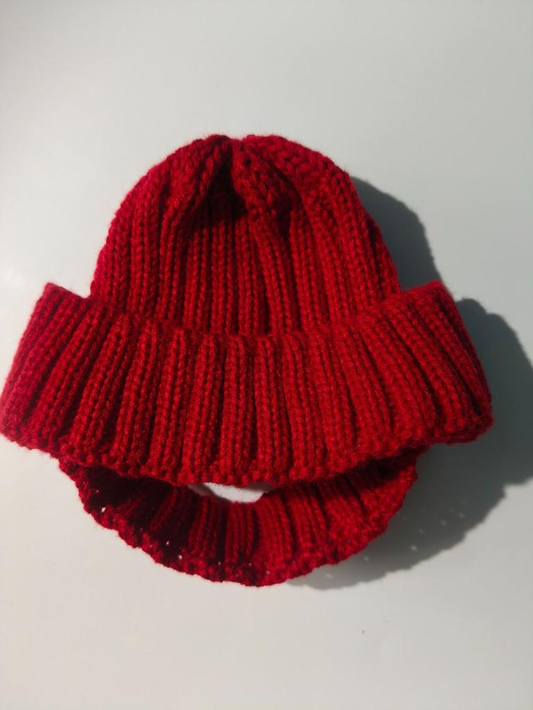 Christmas Pet Knitted Hat, Red Warm Dog Beanie with Ear Holes, Festive Winter Pet Headwear for Small Medium Dogs, Xmas Gift