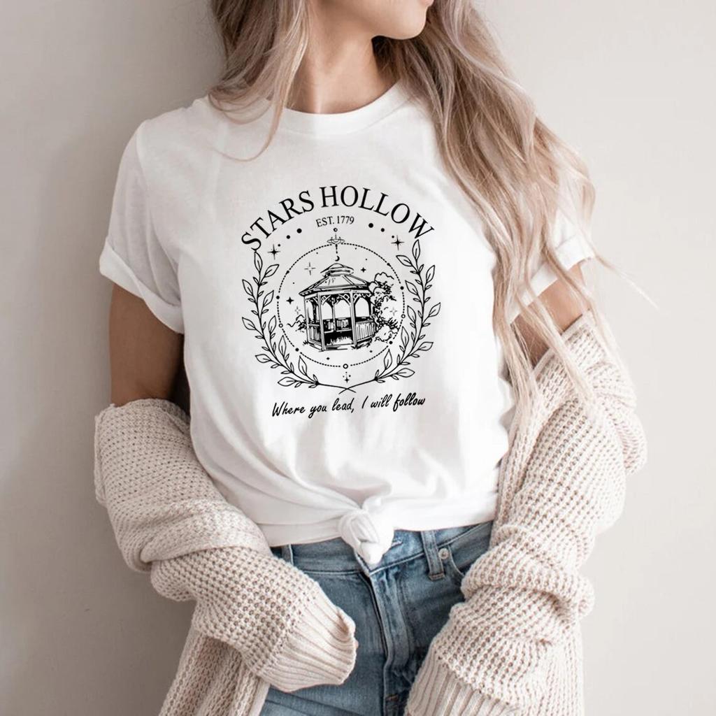 Vintage Stars Hallow T-shirt Lukes Diner T Shirt Women Short Sleeve Tshirts Gilmore Girl Merch Streetwear Tops Graphic T Shirts