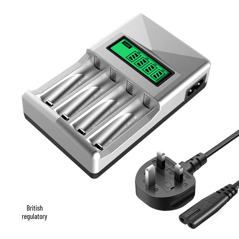 Smart LCD Charger with 4 Slots for AA/AAA NiMH 1.2V Rechargeable Batteries