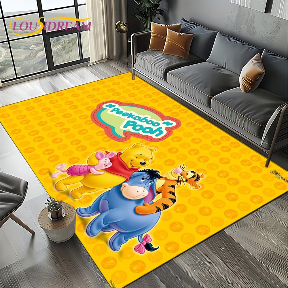 Tappeto Tappetino Decorativo Tappeto Cartoon Orso Winnie Pooh Carino 3D per Camera da Letto Soggiorno Casa Divano, Gioco Bambino Decorazione Grande Tappetino Pavimento Regalo