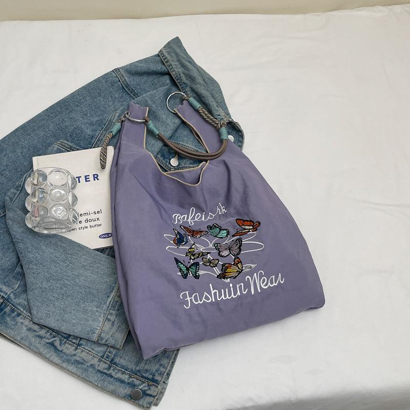 Embroidery Large-capacity New Versatile Personalized Large-capacity Tote Bag Women's Leisure Foreign Style To Work Commuting Shoulder Bag